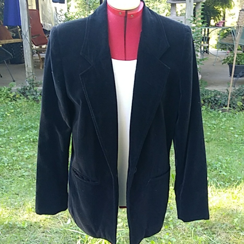 Vtg Cotton Velvet lined fitted Jacket Blazer